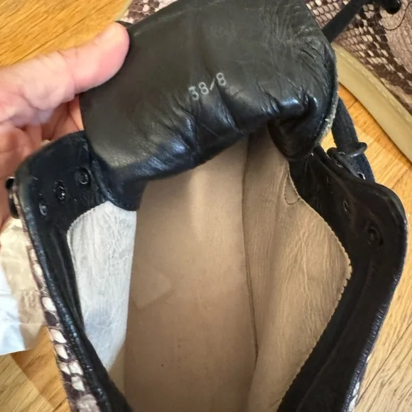 Rag & Bone Snakeskin Pattern High Top Leather Sneakers in Black and Brown - Picture 5 of 7